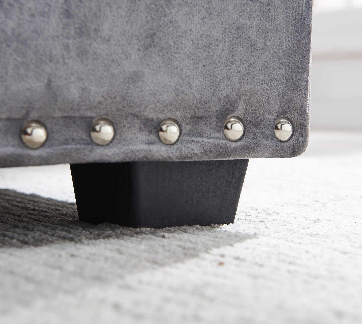 Sectional sofa with pulled out bed, 2 seats sofa and reversible chaise with storage, both hands with copper nail, GREY, (91" x 64" x 37")