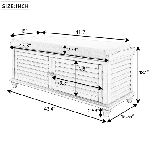 Storage Bench with Removable Cushion