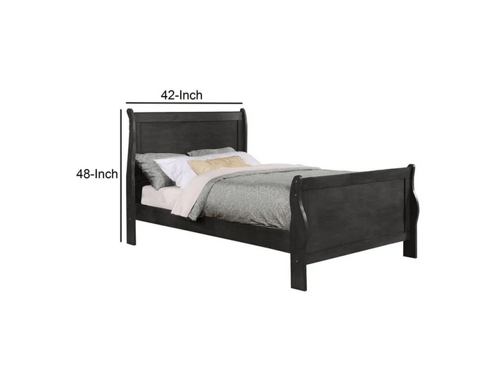 Wooden Sleigh Bed with Panel Legs