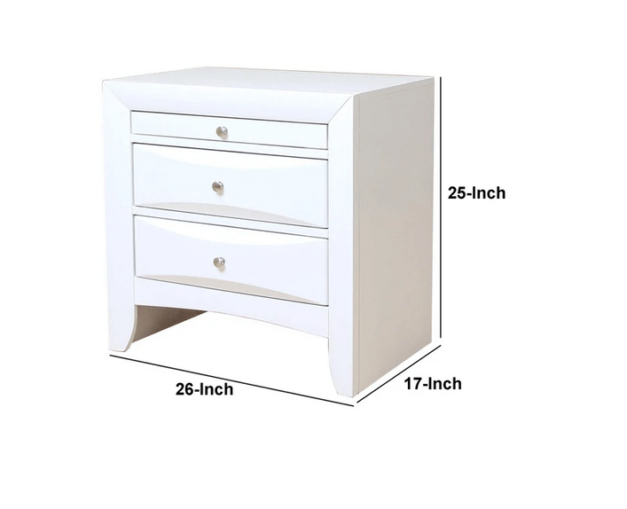 Contemporary 3 Drawer Wood Nightstand