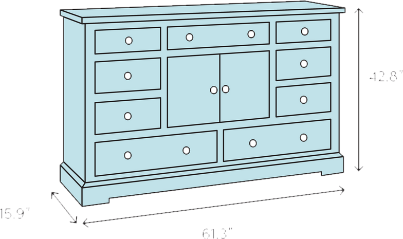 Granite Range 6 Drawer Combo Dresser