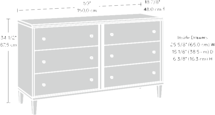 Harry 6 Drawer 59.055'' W Double Dresser