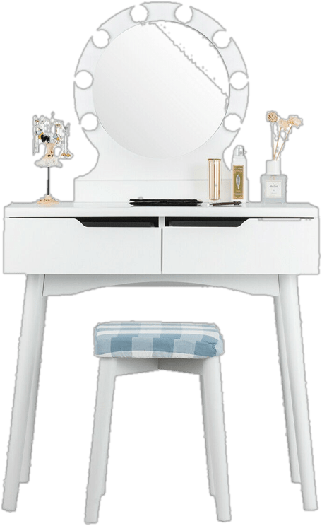 Cyrilmagnin Makeup Vanity Set with Stool and Mirror