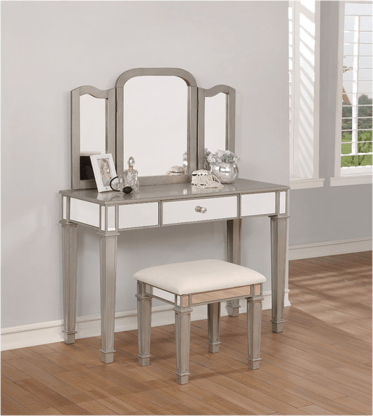 Jaidon Vanity Set with Stool and Mirror