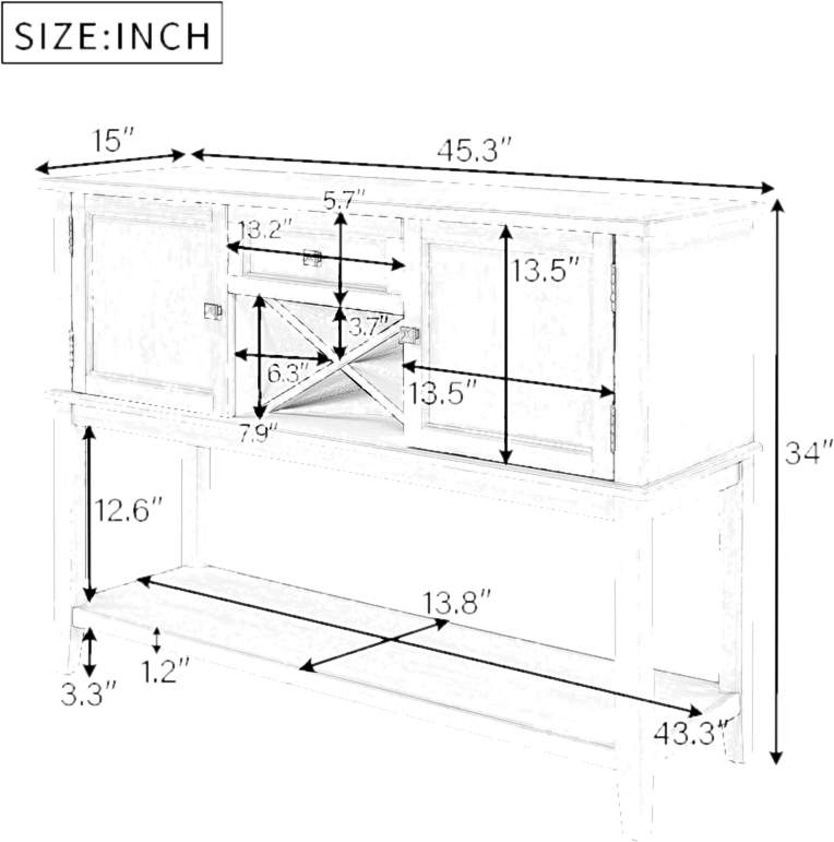 Kyron 45'' Wide 1 Drawer Pine Solid Wood Sideboard