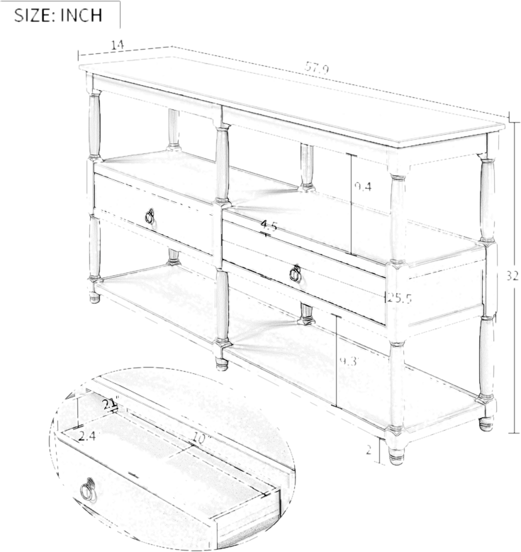 St James 57.9'' Console Table