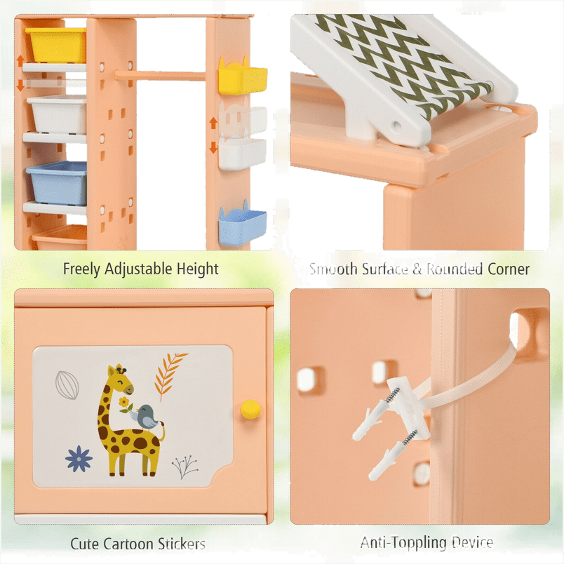 Kids Wardrobe Costume Storage Closet Pretend Dresser Hanging Armoire