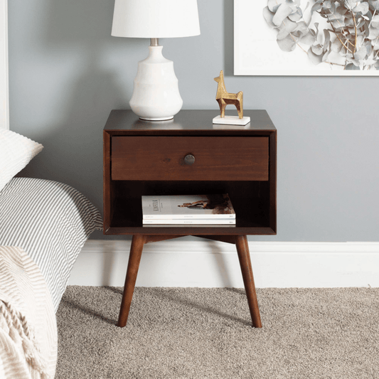 Modern Wood Nightstand Side Table 1 Drawer