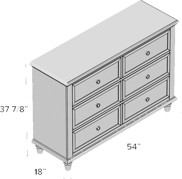 Rae 6 Drawer 54'' W Double Dresser