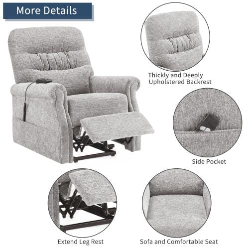 Oris Fur. Power Lift Chair Soft Fabric Upholstery Recliner Living Room Sofa Chair with Remote