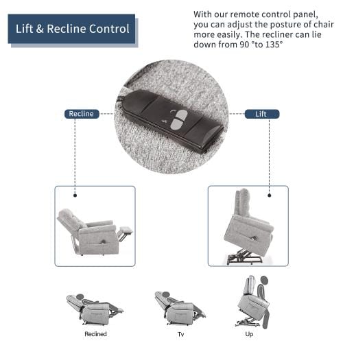 Oris Fur. Power Lift Chair Soft Fabric Upholstery Recliner Living Room Sofa Chair with Remote