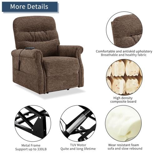Oris Fur. Power Lift Chair Soft Fabric Upholstery Recliner Living Room Sofa Chair with Remote