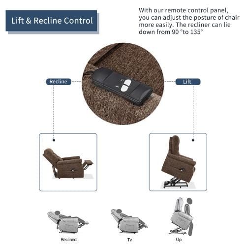 Oris Fur. Power Lift Chair Soft Fabric Upholstery Recliner Living Room Sofa Chair with Remote