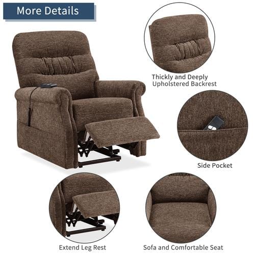 Oris Fur. Power Lift Chair Soft Fabric Upholstery Recliner Living Room Sofa Chair with Remote