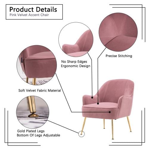 Modern Soft Velvet Ergonomic Accent Chair For Living/Bedroom