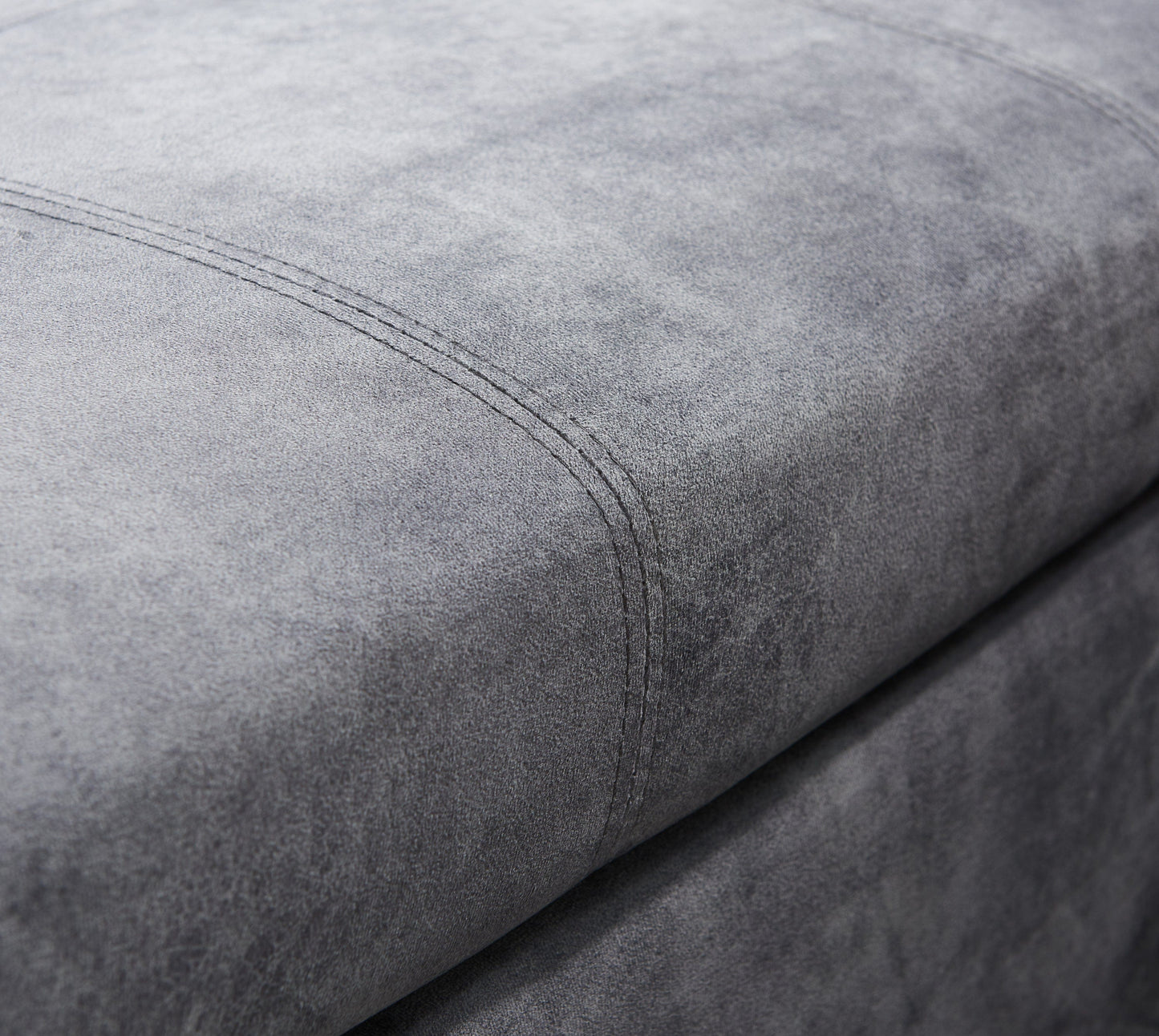 Sectional sofa with pulled out bed,  2 seats sofa and reversible chaise with storage, both hands with copper nail, GREY, (91" x 64" x 37")