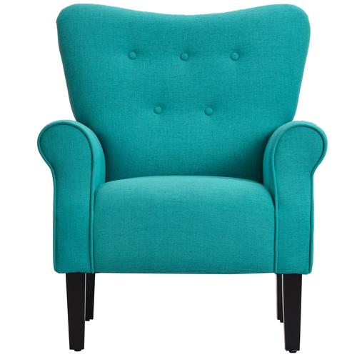 Modern Wing Back Accent Chair Roll Arm Living Room Cushion with Wooden Legs