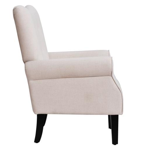 Modern Wing Back Accent Chair Roll Arm Living Room Cushion with Wooden Legs