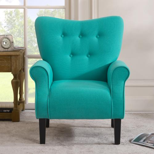 Modern Wing Back Accent Chair Roll Arm Living Room Cushion with Wooden Legs