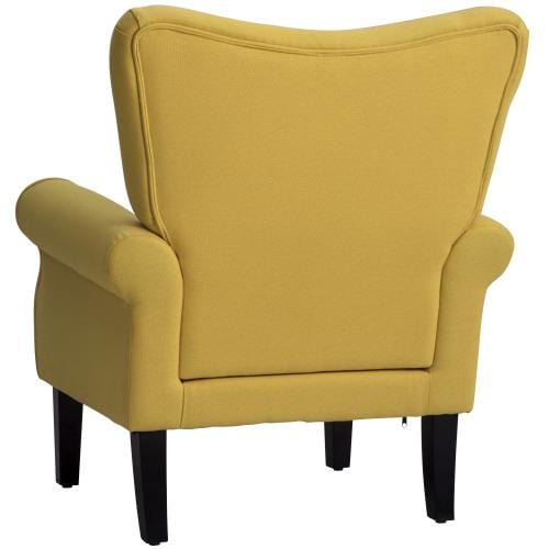 Modern Wing Back Accent Chair Roll Arm Living Room Cushion with Wooden Legs