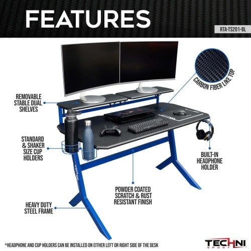 Techni Sport Blue Stryker Gaming Desk
