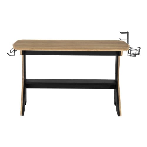 Techni Mobili Home Office Computer Writing Desk Workstation with Two Cupholders and a Headphone Hook- Pine