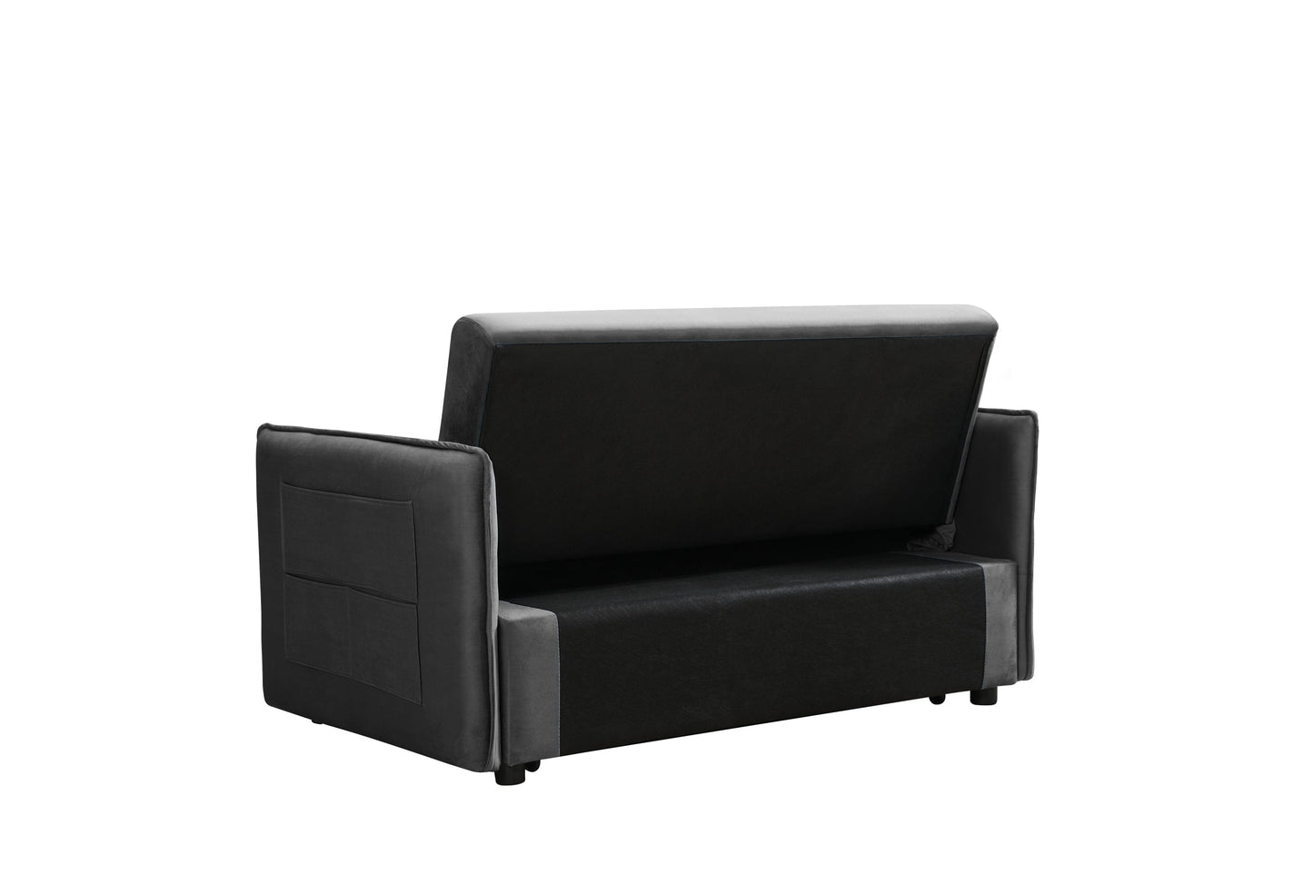 MEGA Pull Out Sofa Bed, Modern Adjustable Pull Out Bed Lounge Chair with 2 Side Pockets, 2 Pillows for Home Office