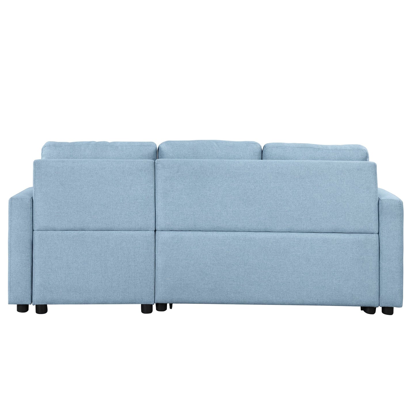 80.3" Orisfur. Pull Out Sofa Bed Modern Padded Upholstered Sofa Bed , Linen Fabric 3 Seater Couch with Storage Chaise and Cup Holder , Small Couch for Small Spaces