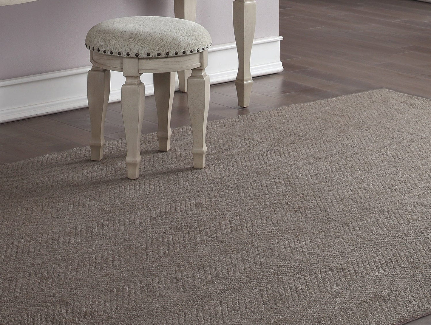 Bedroom Classic Vanity Set Wooden Carved Mirror Stool Drawers Antique White