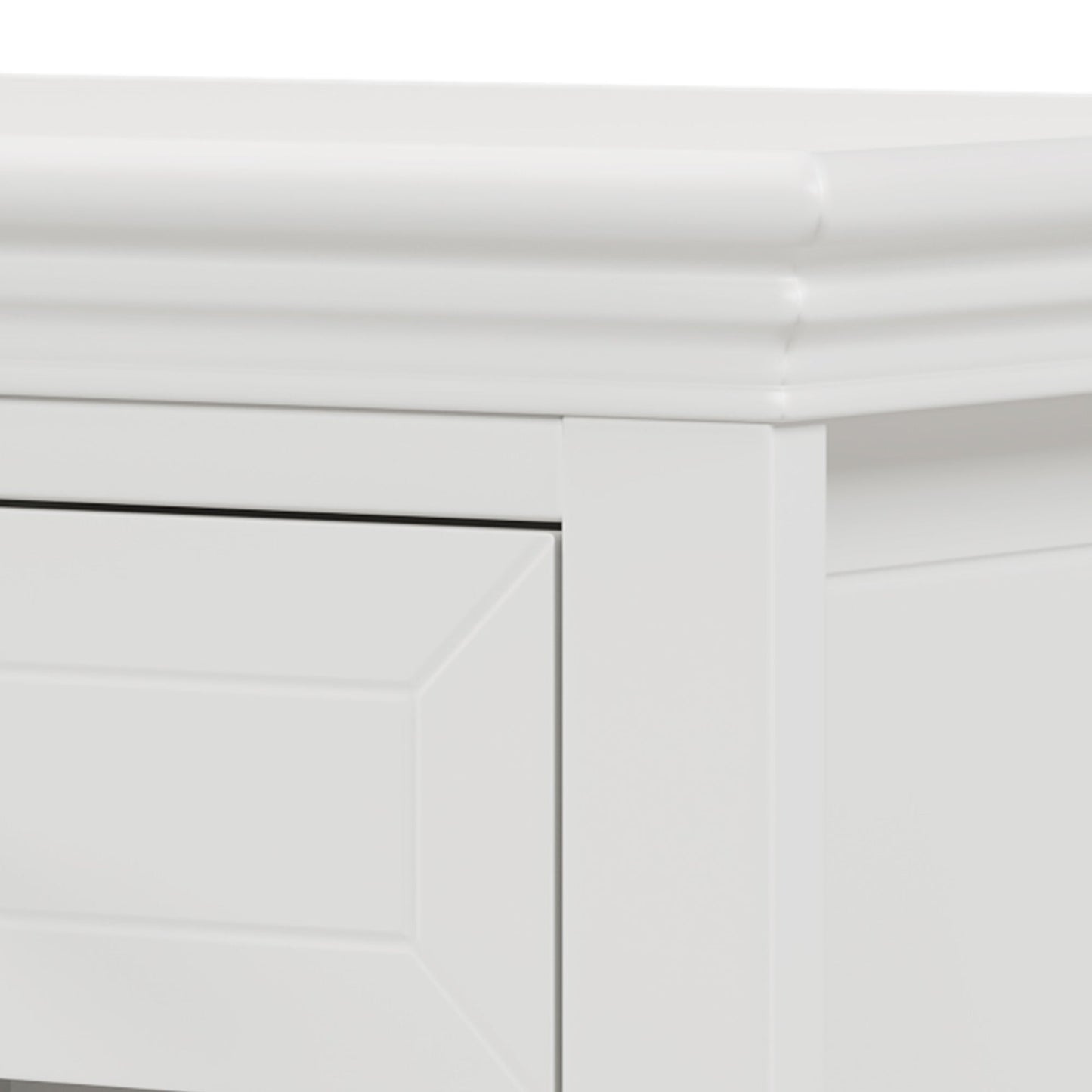 Three  Pieces Traditional Concise Style White Bedroom Sets, Nightstand+ Chest+ King Bed