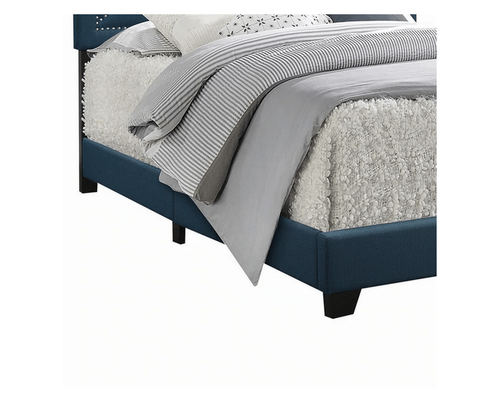 Padded Queen Panel Bed with Nailhead Trim