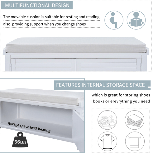 Storage Bench with Removable Cushion