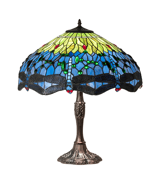 26" High Tiffany Hanginghead Dragonfly Table Lamp