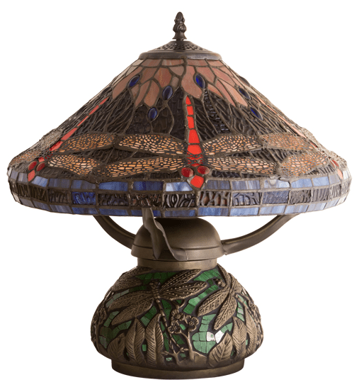 16" High Tiffany Hanginghead Dragonfly Cone Table Lamp