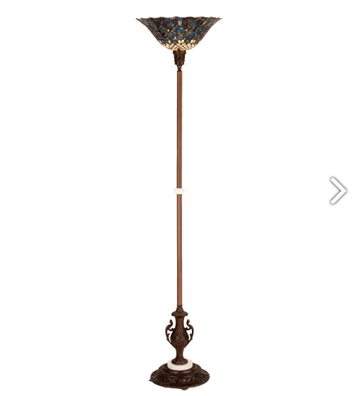 70"H Tiffany Peacock Feather Torchiere
