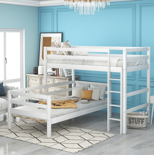 Twin-Over-Twin Bunk Bed, Loft Bed With Ladder