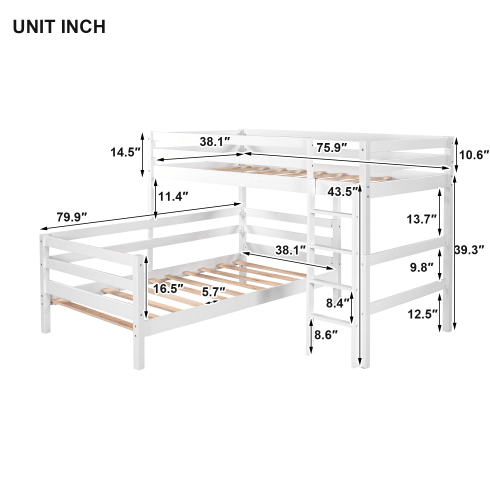 Twin-Over-Twin Bunk Bed, Loft Bed With Ladder