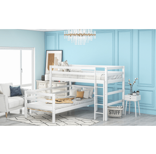 Twin-Over-Twin Bunk Bed, Loft Bed With Ladder