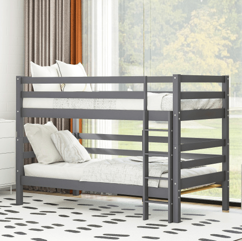 Twin-Over-Twin Bunk Bed, Loft Bed With Ladder