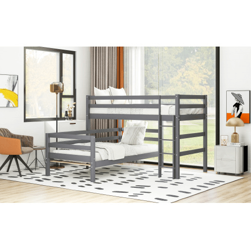 Twin-Over-Twin Bunk Bed, Loft Bed With Ladder
