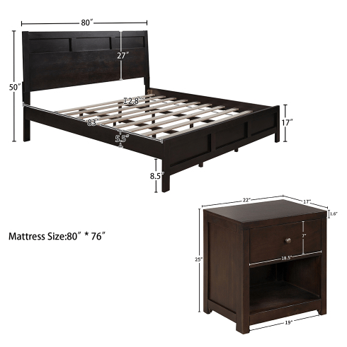 Classic Rich Brown 3 Pieces Bedroom Set