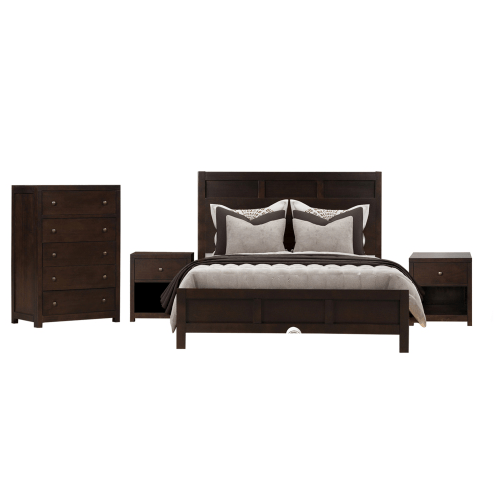 Classic Rich Brown 4 Pieces Bedroom Set