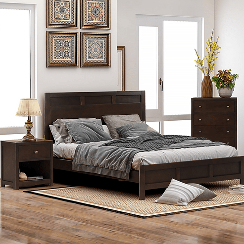 Classic Rich Brown 4 Pieces Bedroom Set