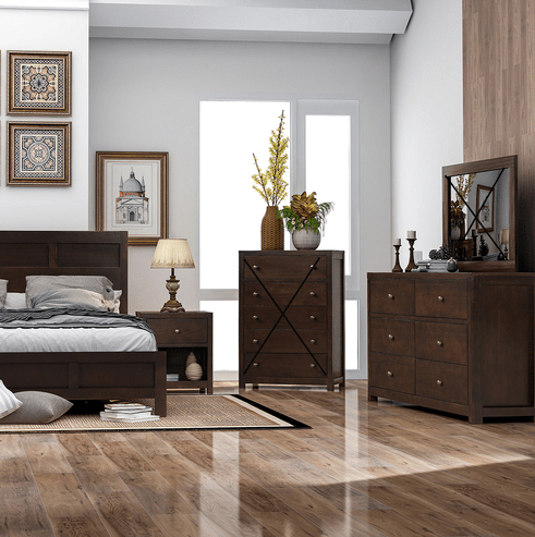 Classic Rich Brown 4 Pieces Bedroom Set