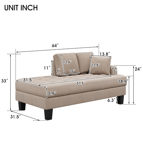 Deep Tufted Upholstered Textured Fabric 1 or 2 pieces Chaise Lounge set