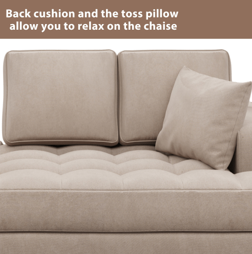 Deep Tufted Upholstered Textured Fabric 1 or 2 pieces Chaise Lounge set