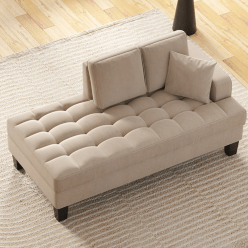 Deep Tufted Upholstered Textured Fabric 1 or 2 pieces Chaise Lounge set