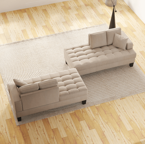 Deep Tufted Upholstered Textured Fabric 1 or 2 pieces Chaise Lounge set