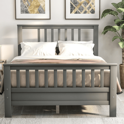 Wood Platform Bed with Headboard and Footboard