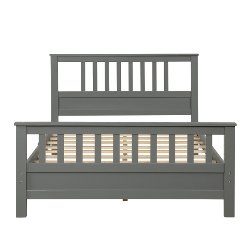 Wood Platform Bed with Headboard and Footboard